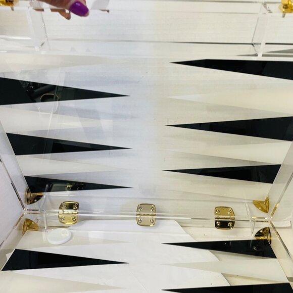 Luxury Acrylic Backgammon Set With Gold Accents & Dice 17" x 13  1/3" x 3' - Picture 4 of 16